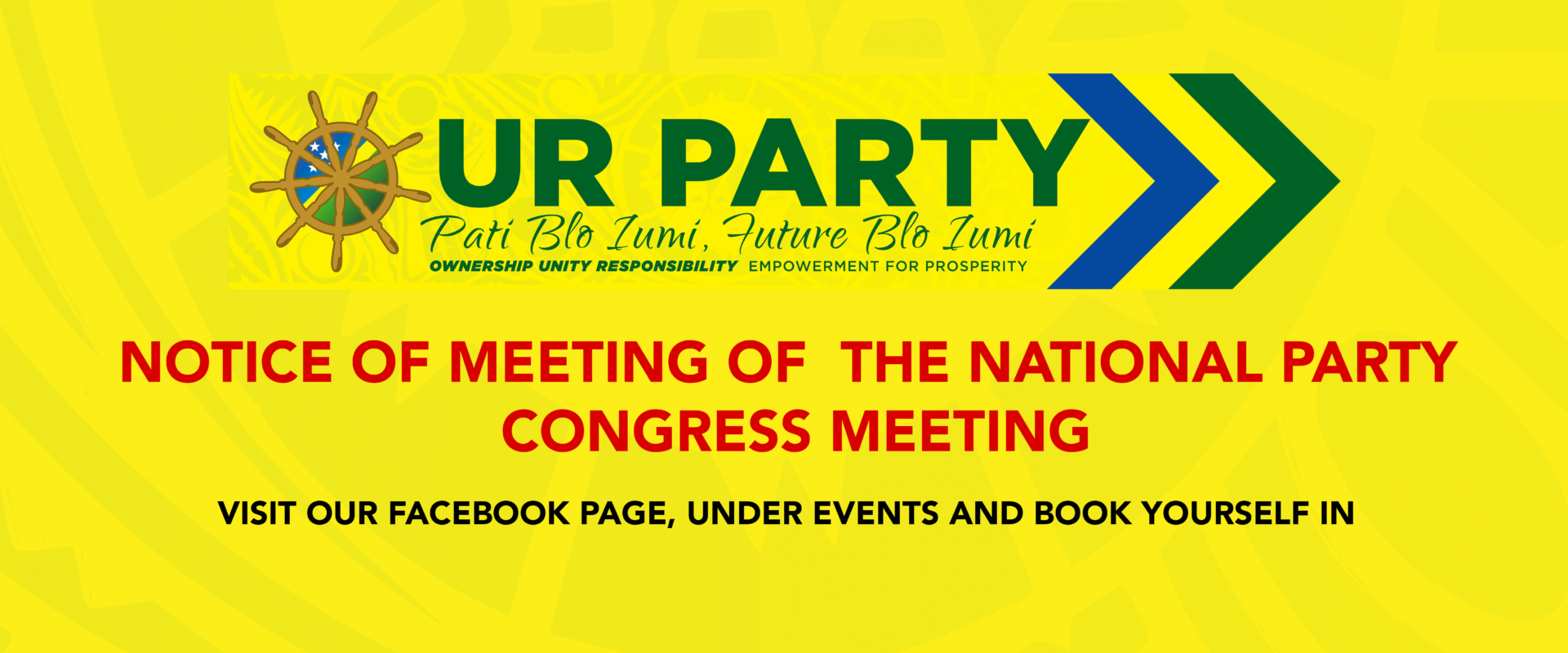 NOTICE OF MEETING OF THE NATIONAL PARTY CONGRESS MEETING